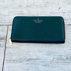 Kate Spade DEEP EVERGREEN pebble leather large continental wallet